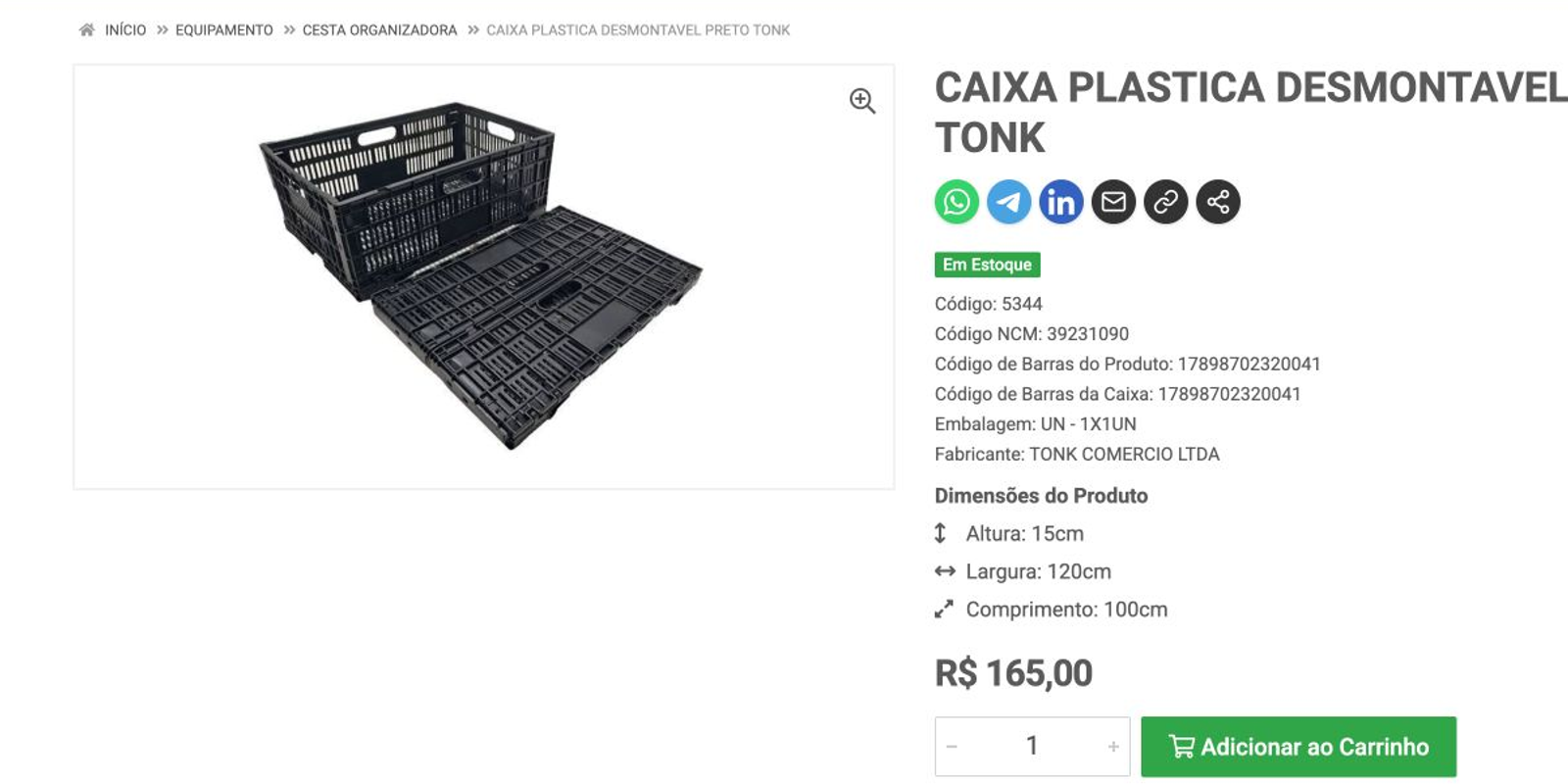 Página real de produto B2B da Bravi com imagem ampla, estoque, NCM, códigos de barras, embalagem, fabricante, dimensões, preço, quantidade e ação de compra